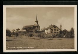 AK Seuzach, Kirche und Pfarrhaus, 1929