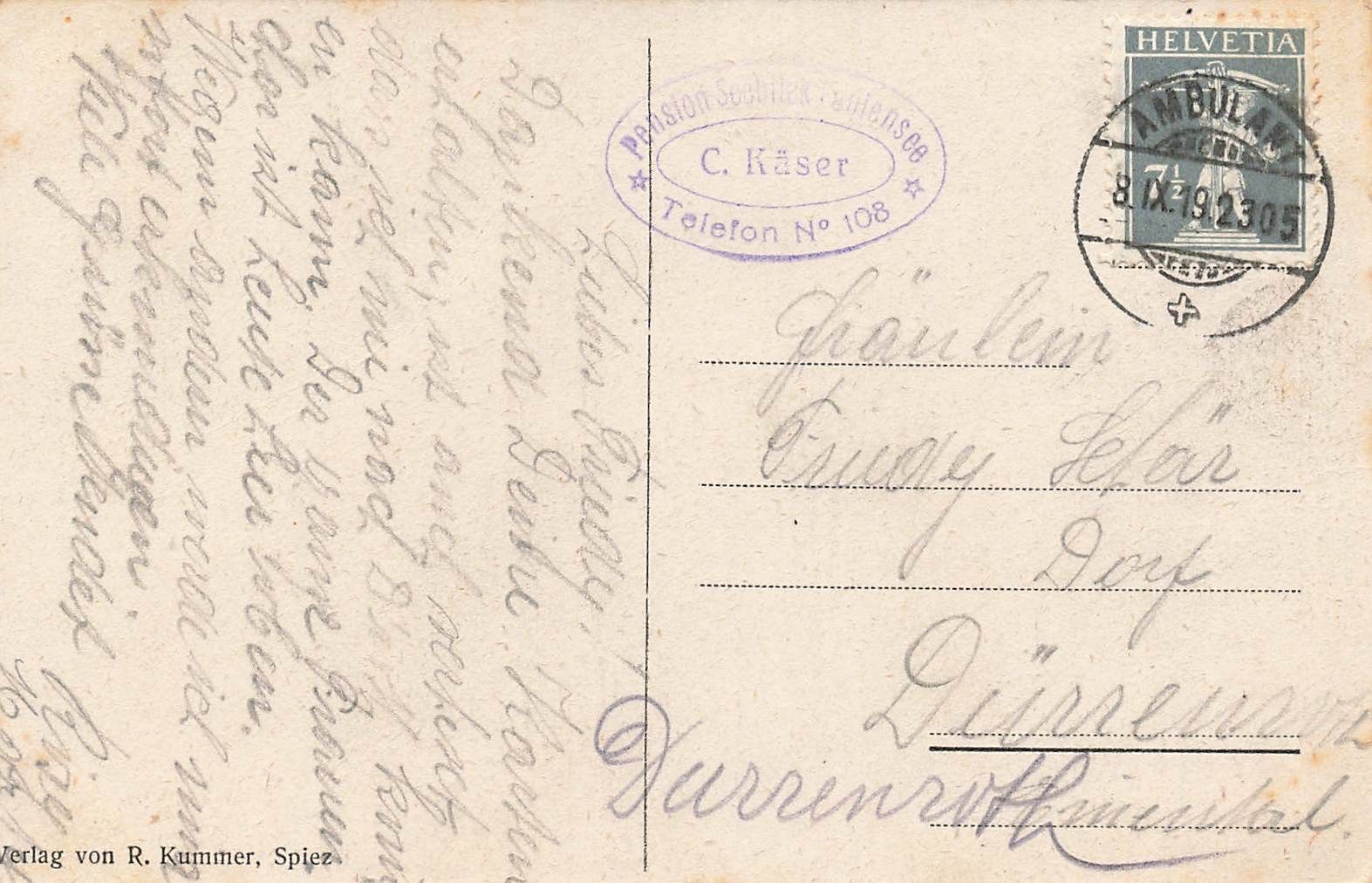 Cartoline postali: Faulensee pension seeblick – Usato da Biasca venduto da Blenio71 1
