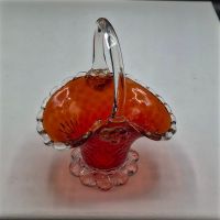 Muranoglas-Korb, midcentury, Salviati mit Goldglittereinzug