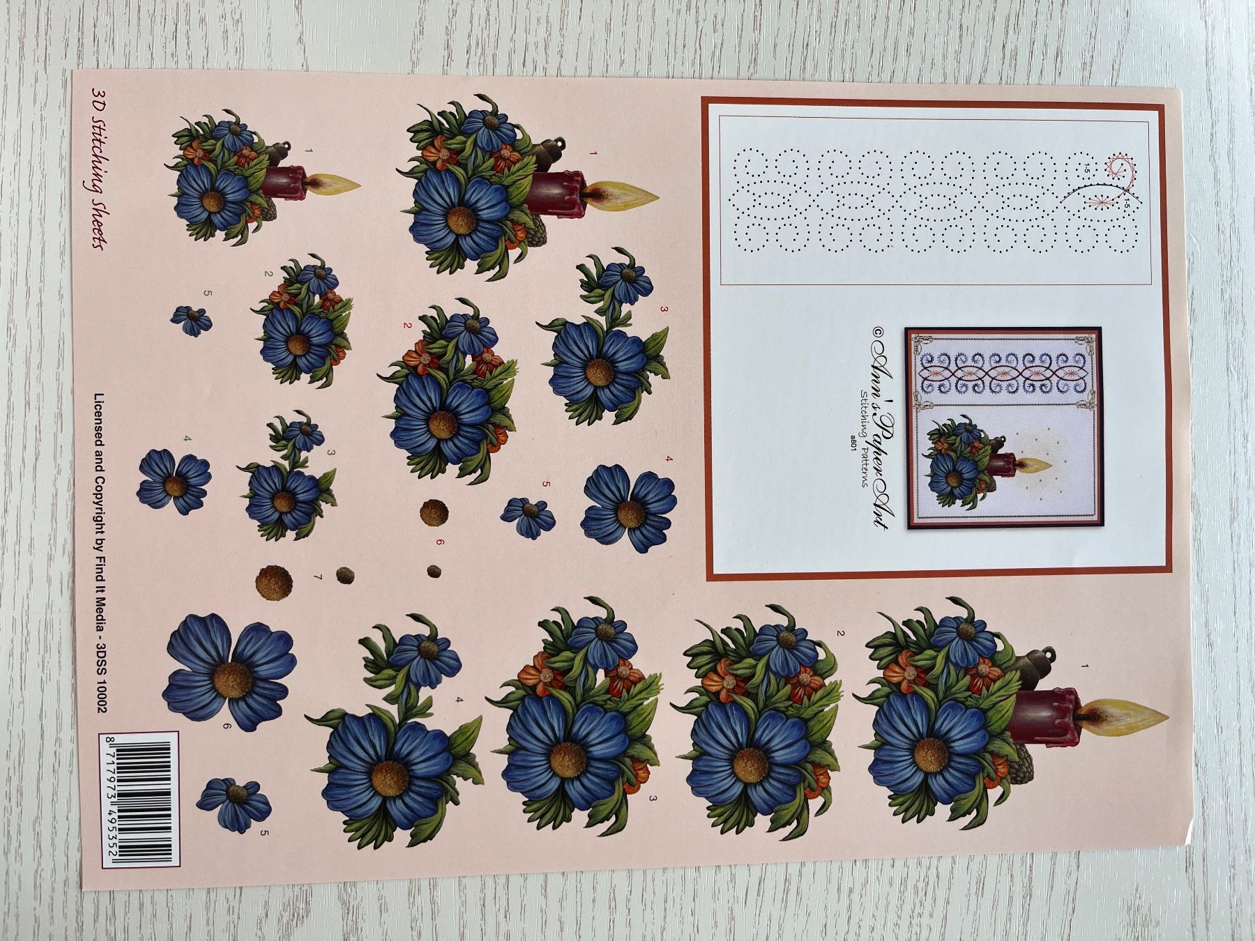 Kit bricolage: 1 Set Kartenbögen mit 10 Blumen Designs – Nuovo e nell'imballaggio originale da Büsserach venduto da bor_s88m 5
