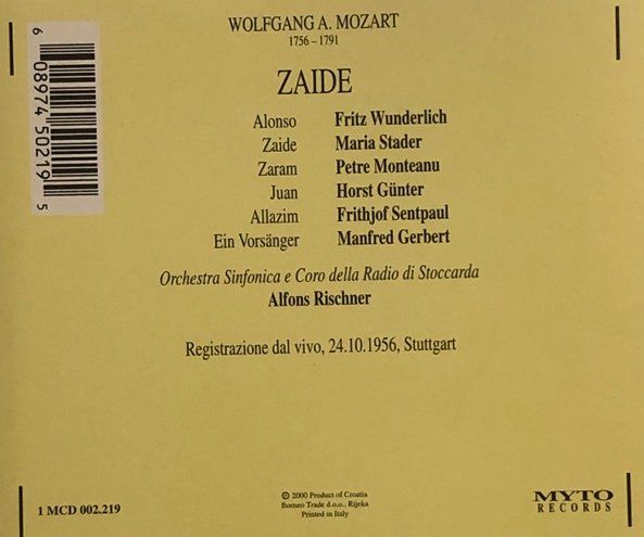 CDs: Mozart - Zaide (1956, Wunderlich/Stader) – Gebraucht aus Grüningen von azulamarillo 1