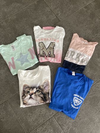 5 T-Shirts für Mädchen, Grösse 158/164, Top Zustand!