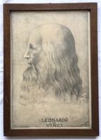 Antike Radierung - Porträt von Leonardo da Vinci