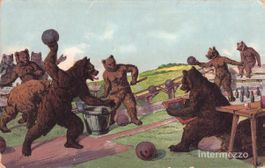 Bären // ca. 1910 Bärenkarte Kegeln Kegelspiel