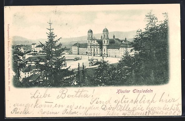 Ansichtskarten: AK Einsiedeln, Ortspartie mit Kloster – Gebraucht aus Berlin von bartko-reher