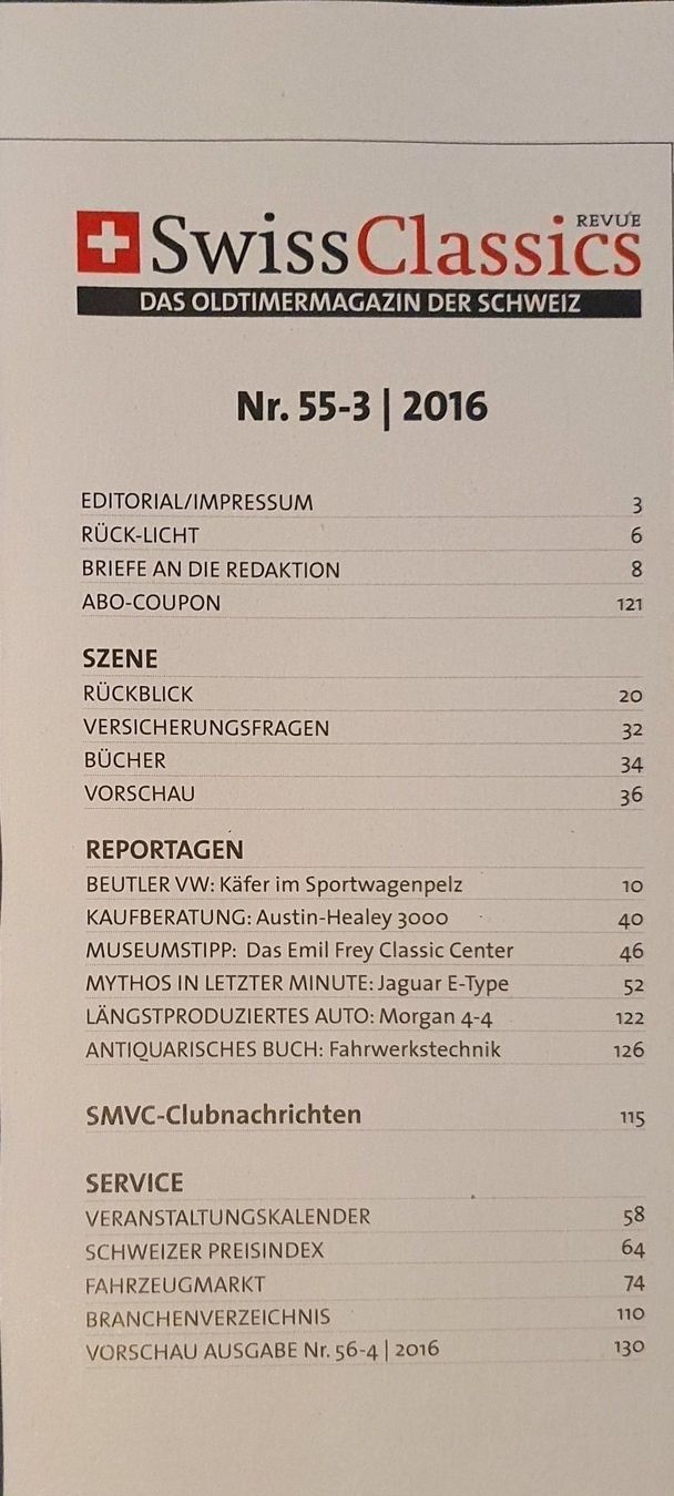 VW Accessori per altri veicoli: SwissClassics NR 55 Austin Healey 3000 Morgan 4/4 E Type xa – Usato da Flawil venduto da sr1_f6st 1