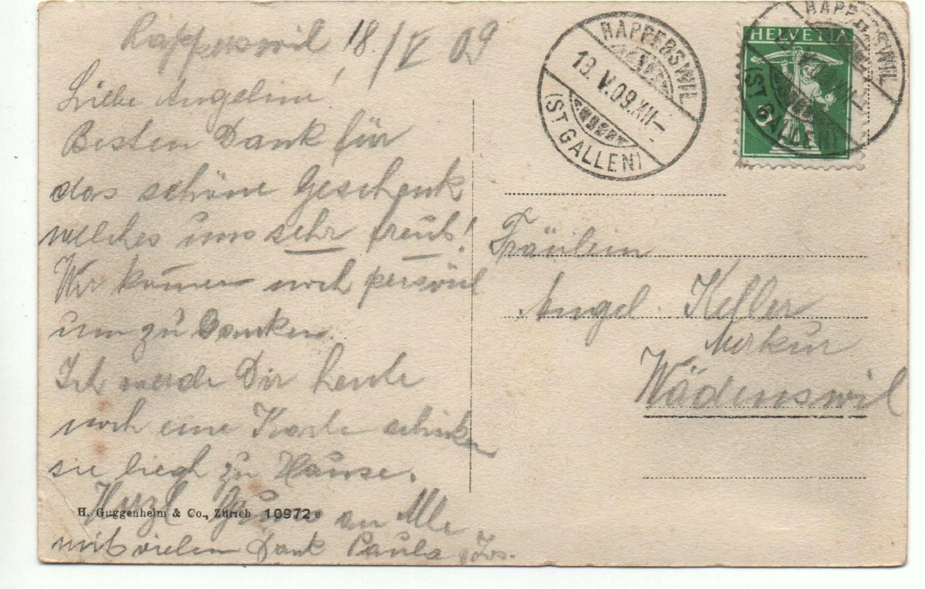 Cartoline postali: RAPPERSWIL Blick vom Meienberg – Usato da Jona venduto da philajona 1