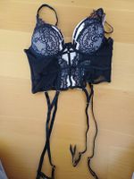 Schwarzer Korsett Push-Up BH mit Spitze – Gr. 75B – 