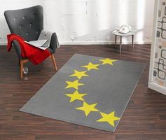 Designer Velours Teppich-STERNE-grau-gel