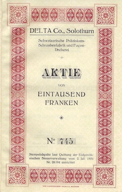 Dokumente: Delta Co., Solothurn - 1924 – Gebraucht aus Solothurn von Sgasche 1