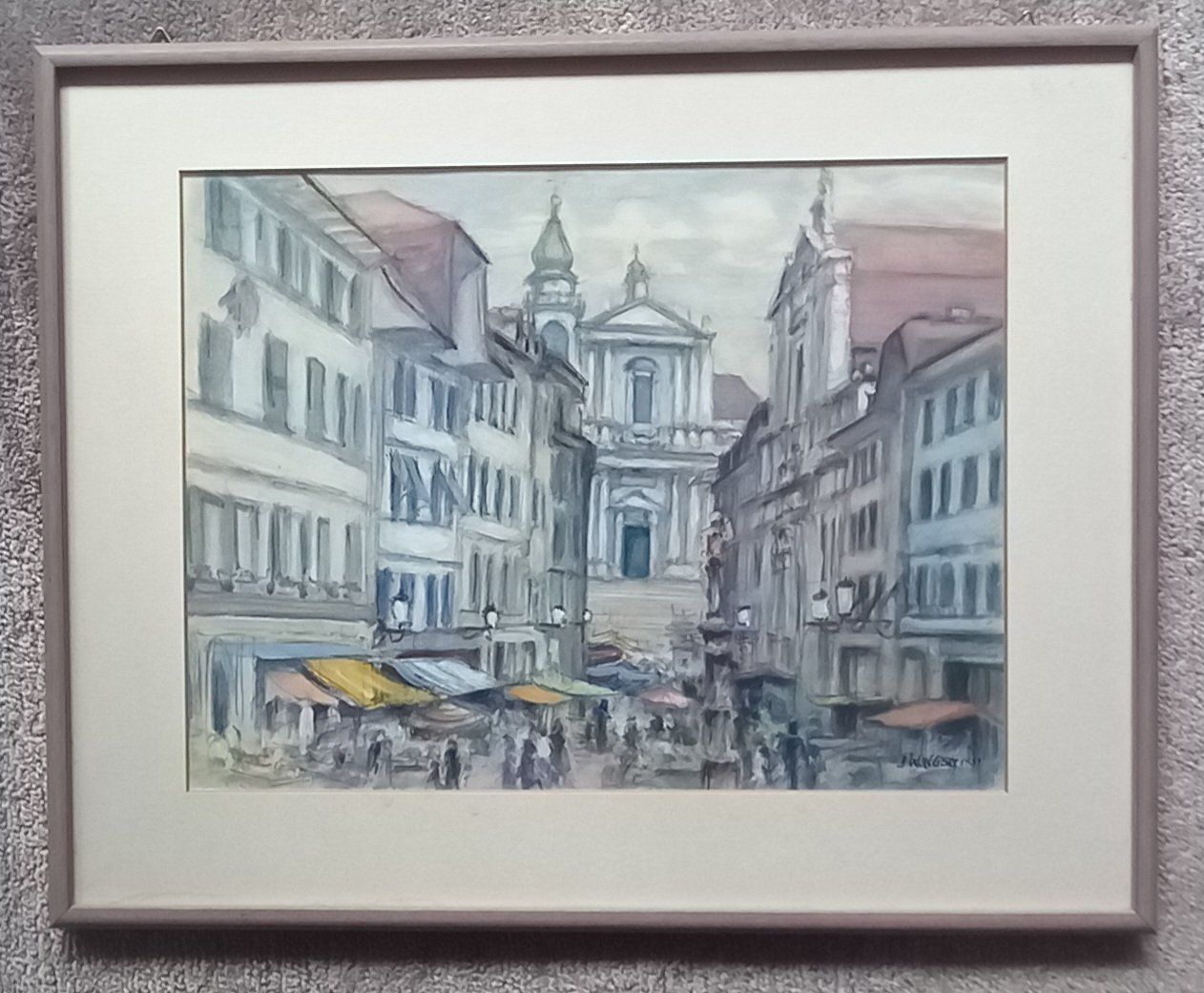 Gemälde: Gemälde Solothurn mit St. Ursen-Kathedrale – Gebraucht aus Linthal von moules1