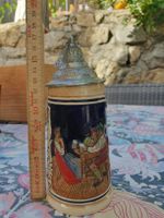 Chope à bière en céramique avec couvercle étain 18 cm