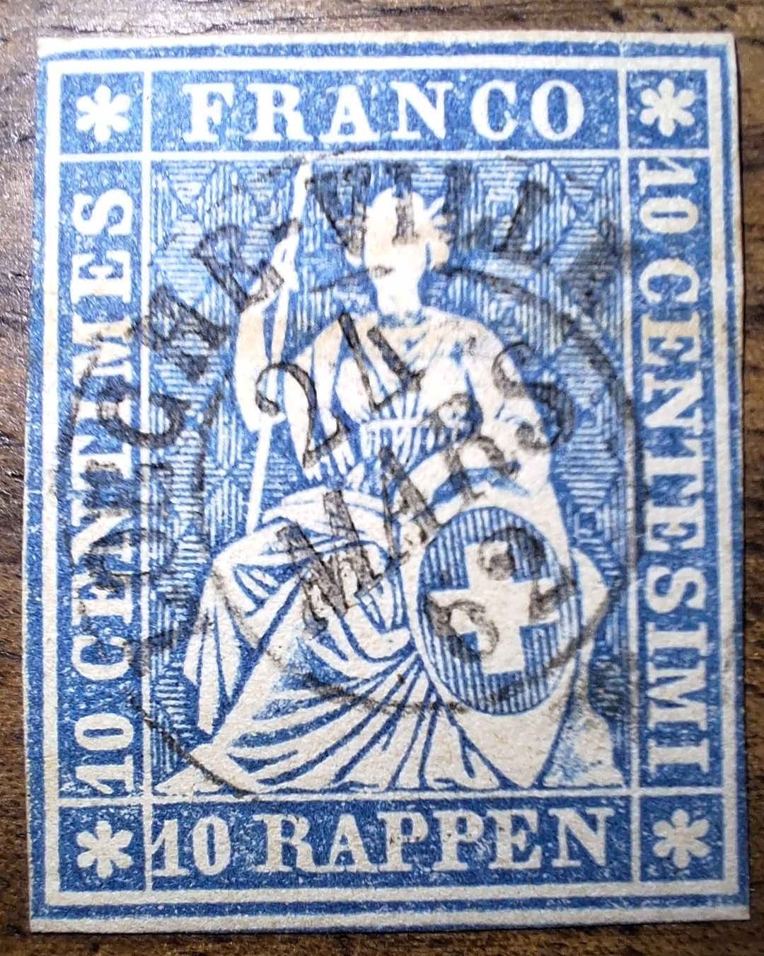 Tutti i francobolli: Strubel 23G Kat. 40.- – Usato da Balgach venduto da SIMEON27
