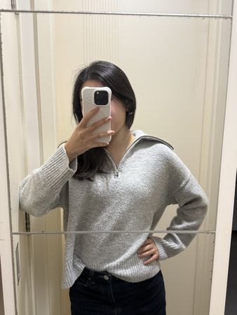 Bershka S size half zip grey jumper
