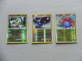 3 Pokémon Sammelkarten 2010 Text Deutsch je 80 KP glänzend