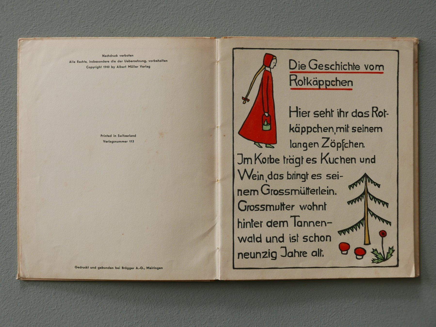 Bücher: DIE GESCHICHTE VOM ROTKÄPPCHEN 1940 – Gebraucht aus Balgach von Zwischenraum 2
