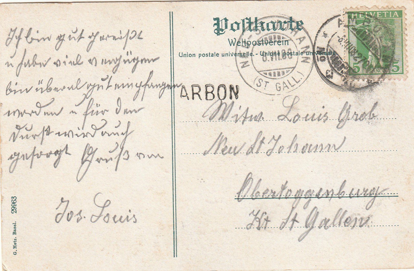 Cartoline postali: AK Arbon Bodensee mit Segelboot Balkenstempel 1900 – Usato da Rupperswil venduto da Ema10 1