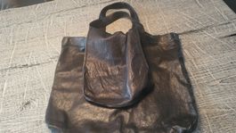 Design schwarze Ledertasche, Shopper