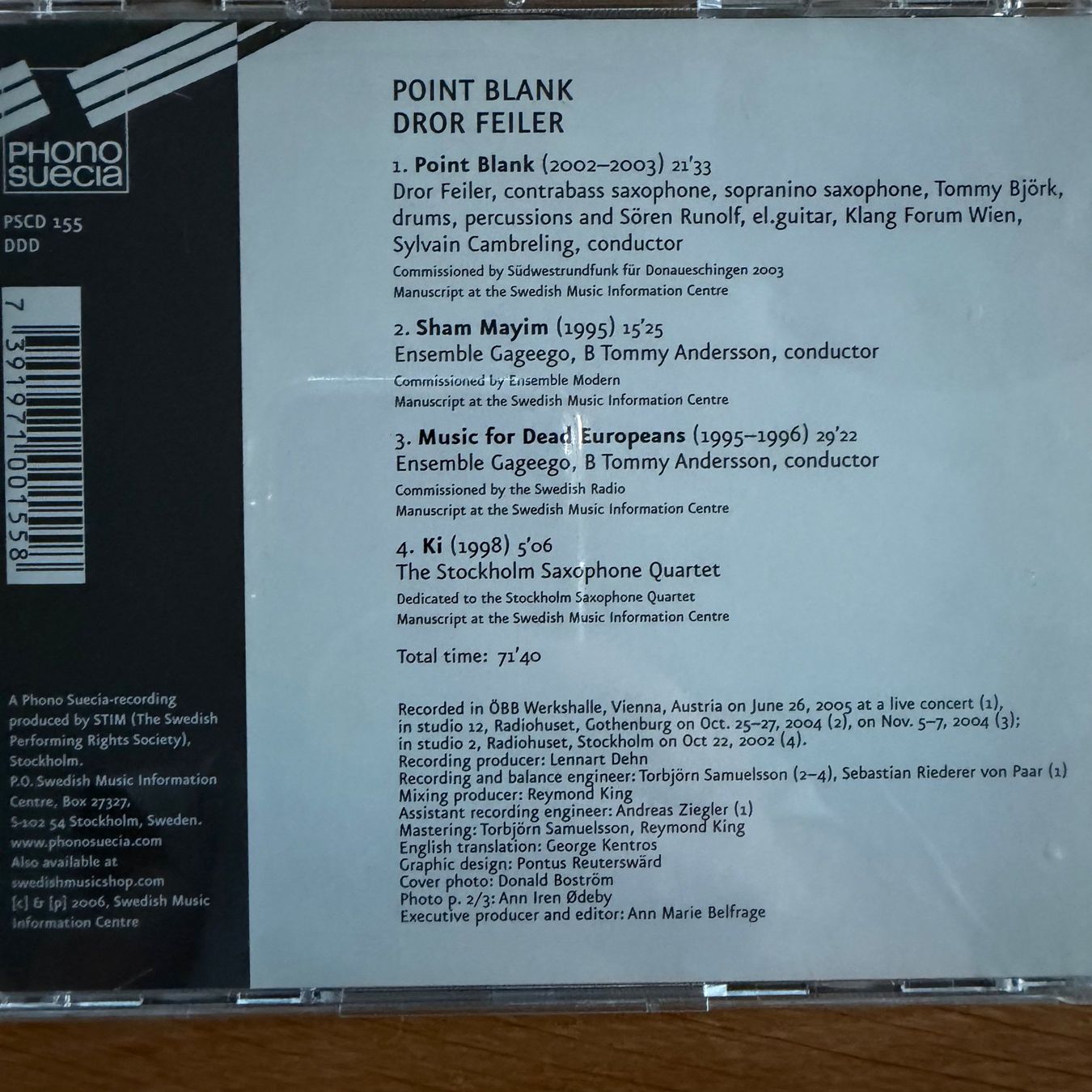 CD: Dror Feiler, Point Blank (CD Phono Suecia) 2006 – Usato da Zug venduto da Mirare9 1
