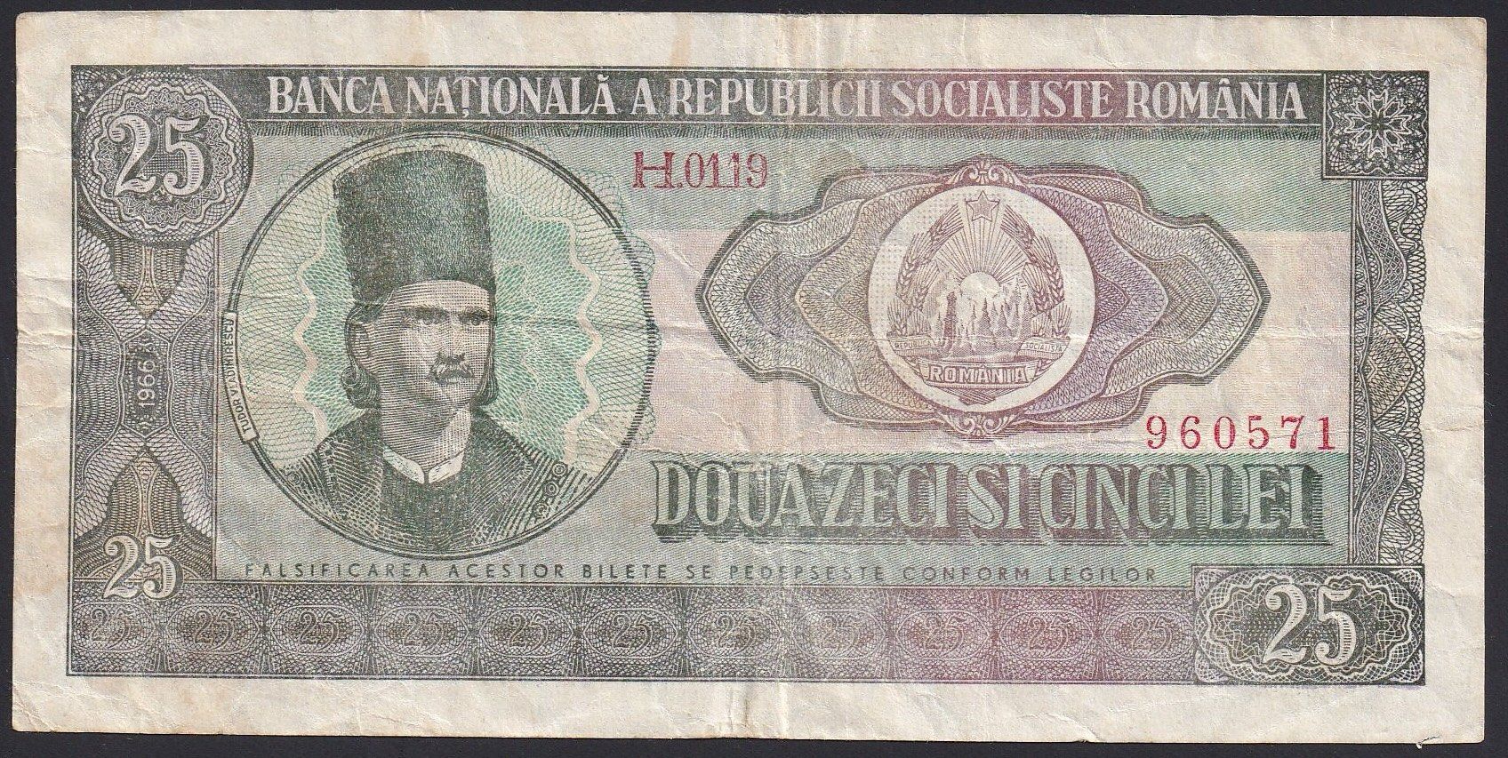 Banconote: Rumänien 25 Lei 1966 – Usato da Brugg AG venduto da banknoten_muesli
