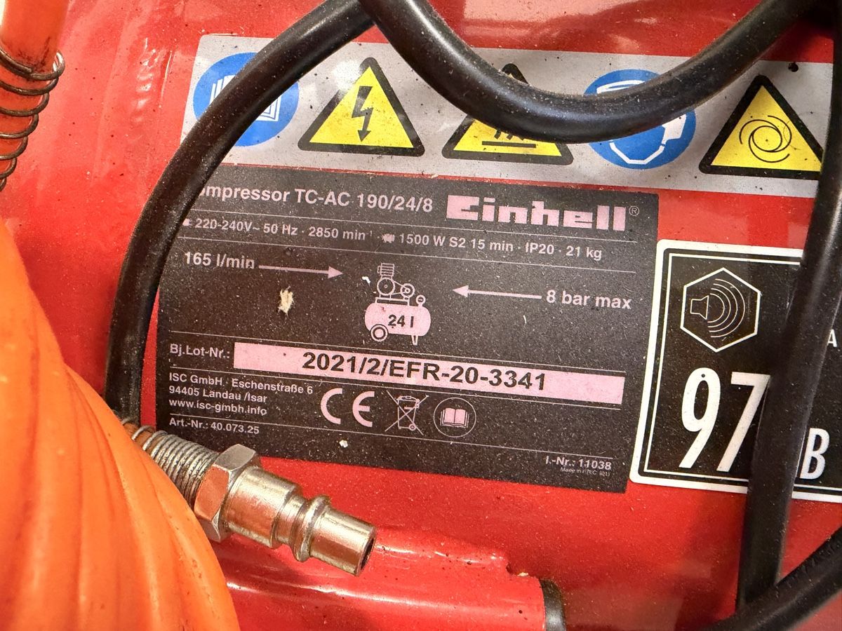 Einhell Compressori: Kompressor Einhell TC-AC 190/24/8 24 Liter guter Zustand – Usato da Thun venduto da SANPA_90 3