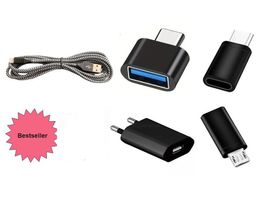 iPhone MFi Kabel 4 Adapter Set Lightning, USB-C, Micro USB