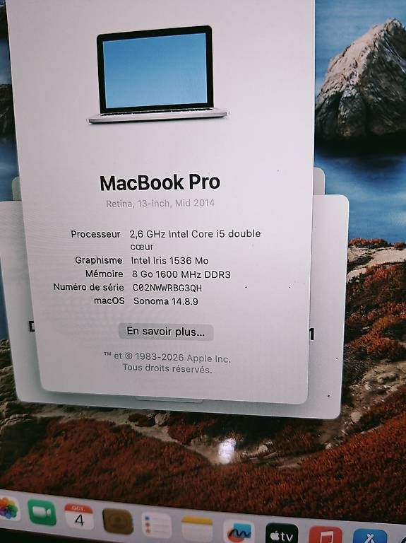 Portables: Macbook Pro 2014 i5 - 8Go  – D'occasion à La Chaux-de-Fonds par Honit 2