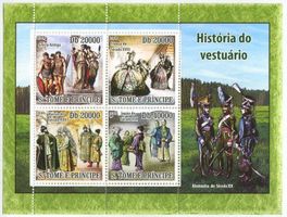 Block "Die Geschichte der Kleidung". São Tomé und Príncipe