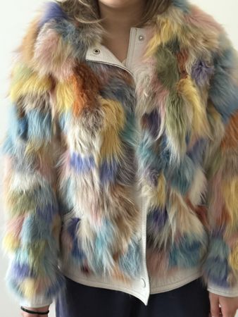 Wunderschöne, bunte Jacke 36 aus Echtfell, Grösse 36/S!