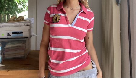 Polohemd Tommy Hilfiger pink gestreift Grösse M guter Zustan