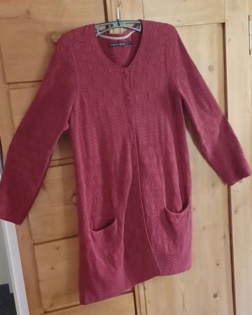 Jacke, lang, Longcardigan, Gudrun Sjöden, 100%BW, weinrot