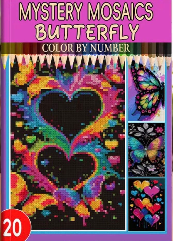 Bücher: Malbuch-Mystery Mosaik-Schmetterling-Herz-Entspannung-kreati – Neu und originalverpackt aus Teufenthal AG von MeineSchatztruhe