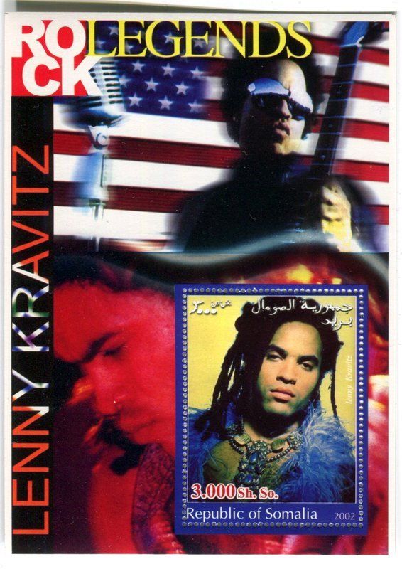 Tutti i francobolli: Block "Lenny Kravitz". Somalia – Nuovo e nell'imballaggio originale da Basel venduto da Butsch5