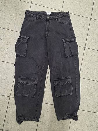 Schwarze Cargo Baggy Jeans Gr 42 von Weekday