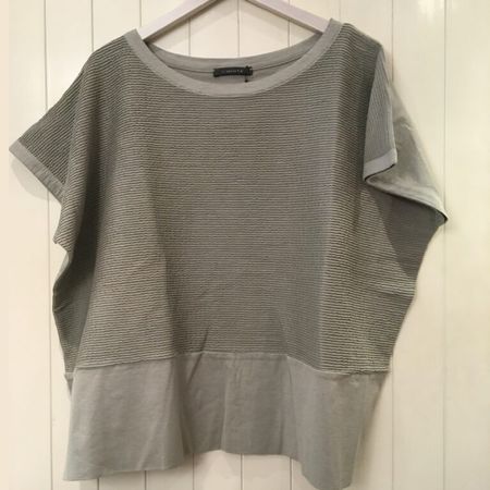 GWhite KA Jersey Shirt weit uni greige 100 % Baumwolle Gr 38