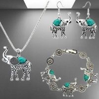🩵🐘 Exquisites Elefanten-Schmuckset in Silber, türkis 🐘🩵