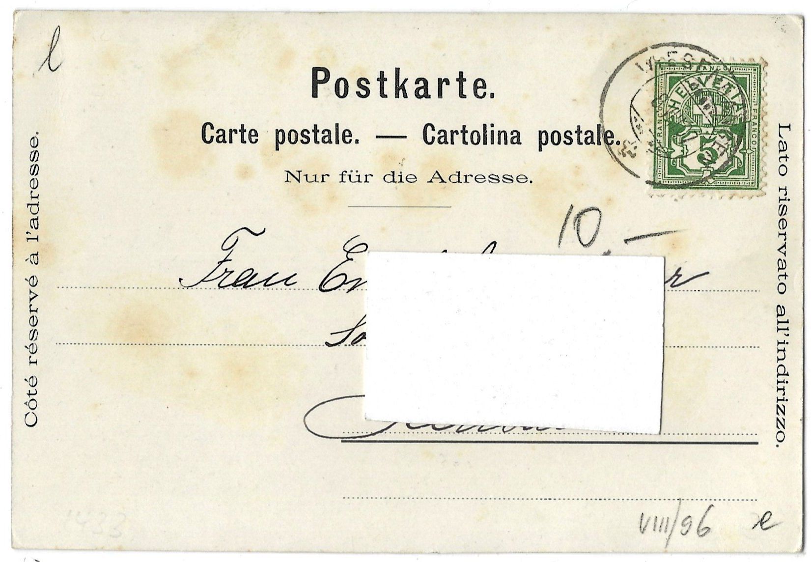 Cartoline postali: Töchter = Pensionat  "Freiegg"  Herisau – Usato da Bütschwil venduto da Jackson1A 1