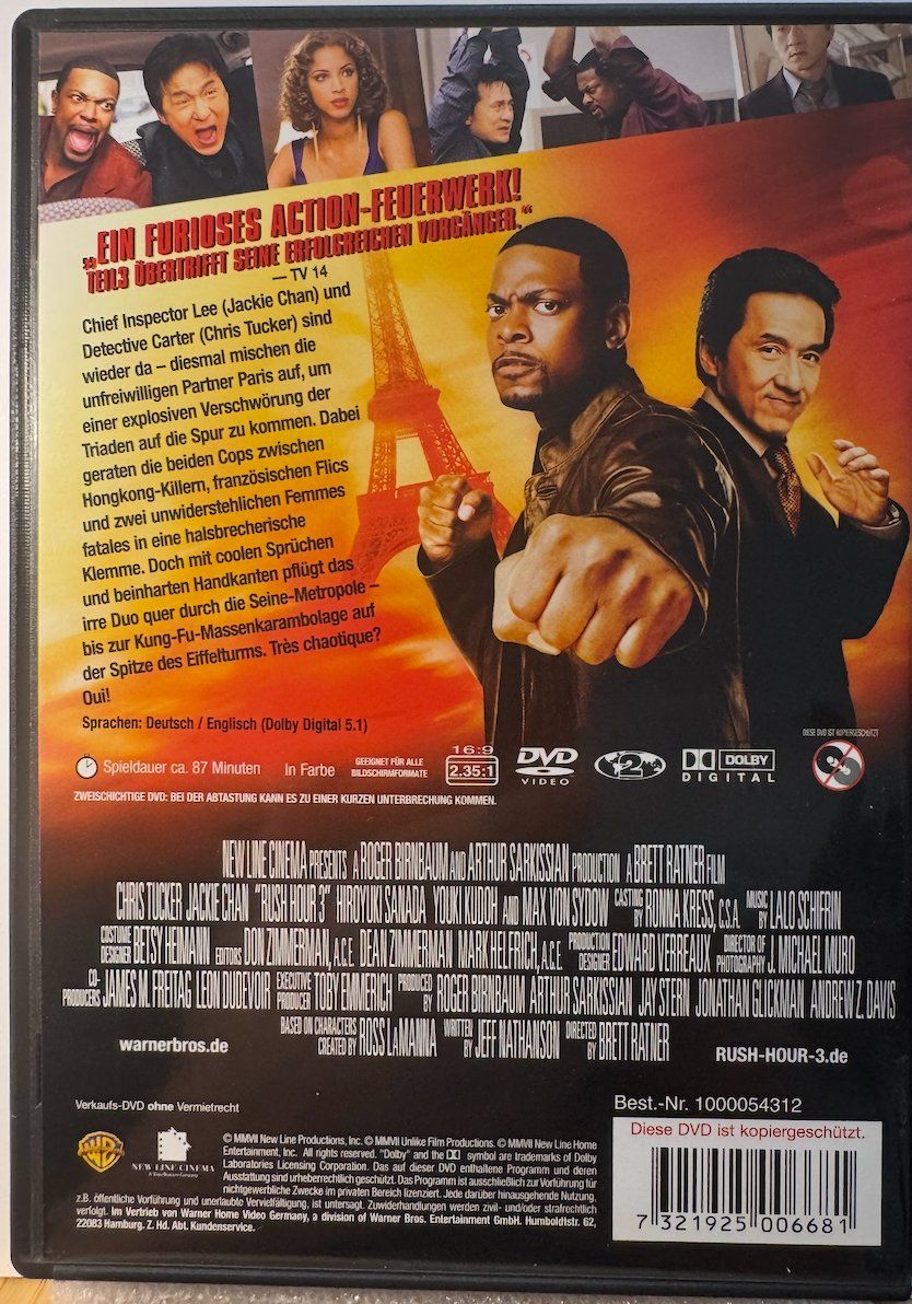 Alle DVDs: DVD RUSH HOUR 3  - JACKIE CHAN - CHRIS TUCKER – Gebraucht aus Wisen von gigisna 2