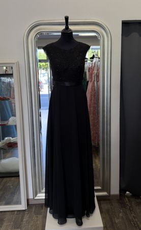 Schwarzes Abendkleid Größe 36 mit verziertem Oberteil