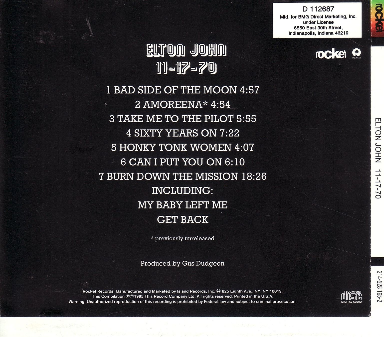 CDs: Elton John – 11-17-70 – Neuf (Voir description) à Boussens par catfood01 1
