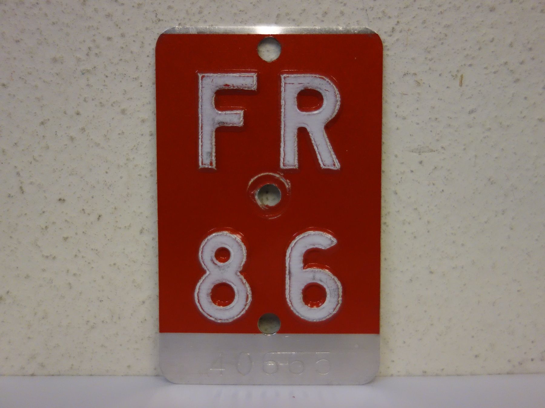 Schilder: FR 86 VELONUMMER - FAHRRADSCHILD – Gebraucht aus Kerzers von zimmergruen