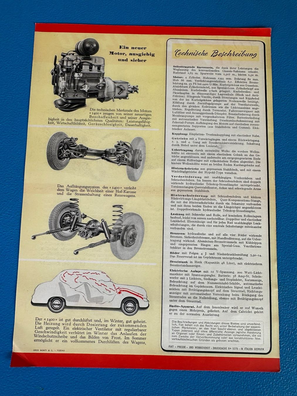 Fiat Documenti: Prospekt ,  Fiat 1400 – Usato da Boswil venduto da pavo1 1