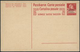 1918 - IKW - Ganzsache - Postkarte - Tellknabe Tellbrustbild