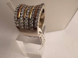 Neuer Ring aus 925er Sterlingsilber mit 18k Goldlinien