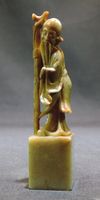 Siegelstatue, alte asiatische Figur, Stein geschnitzt