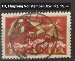 MA141) F3, Flugpostmarke schöner Vollstempel UZWIL
