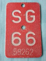 Fahrradnummer Velonummer SG 66