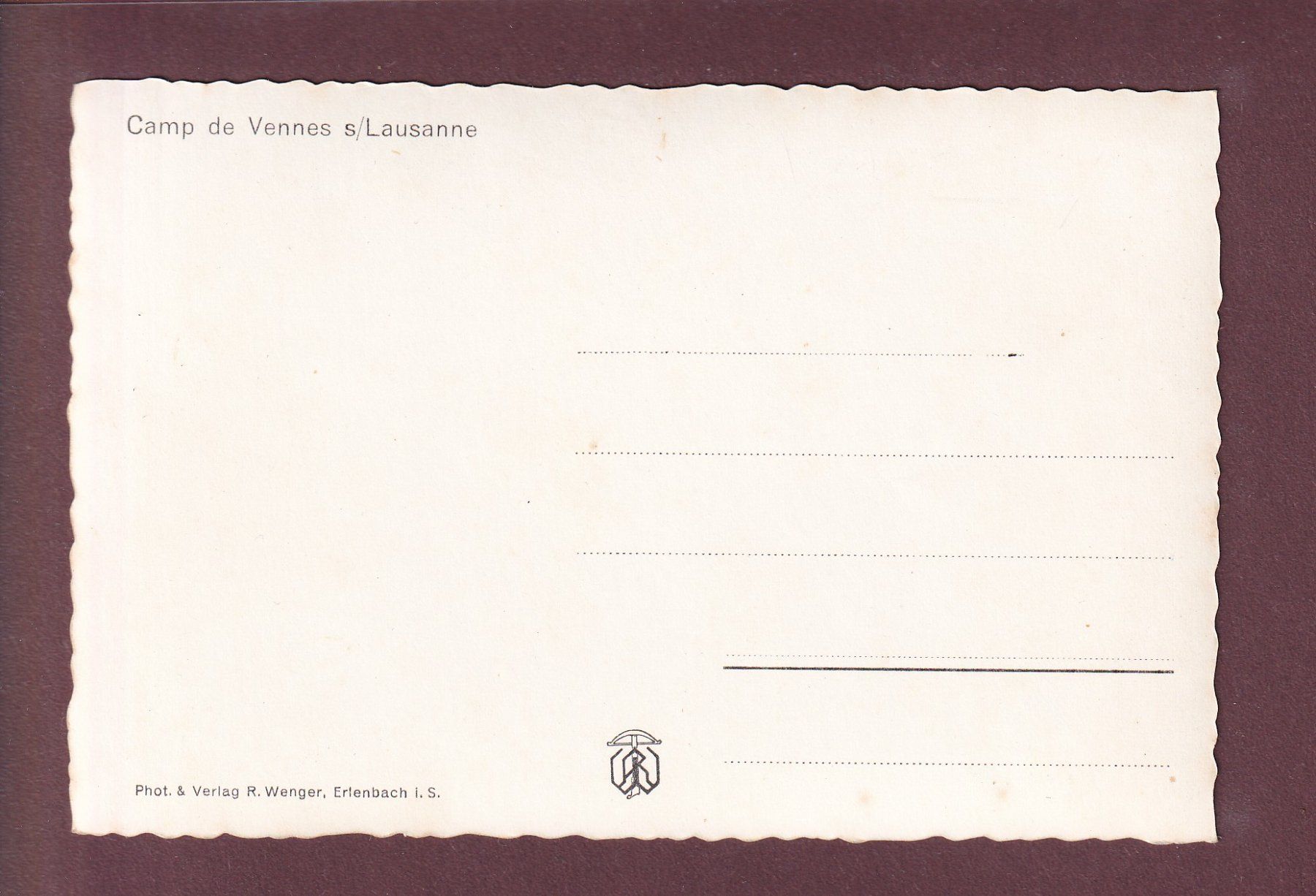 Cartes postales: Camp de VENNES sur Lausanne – D'occasion à Pully par nicecards 1
