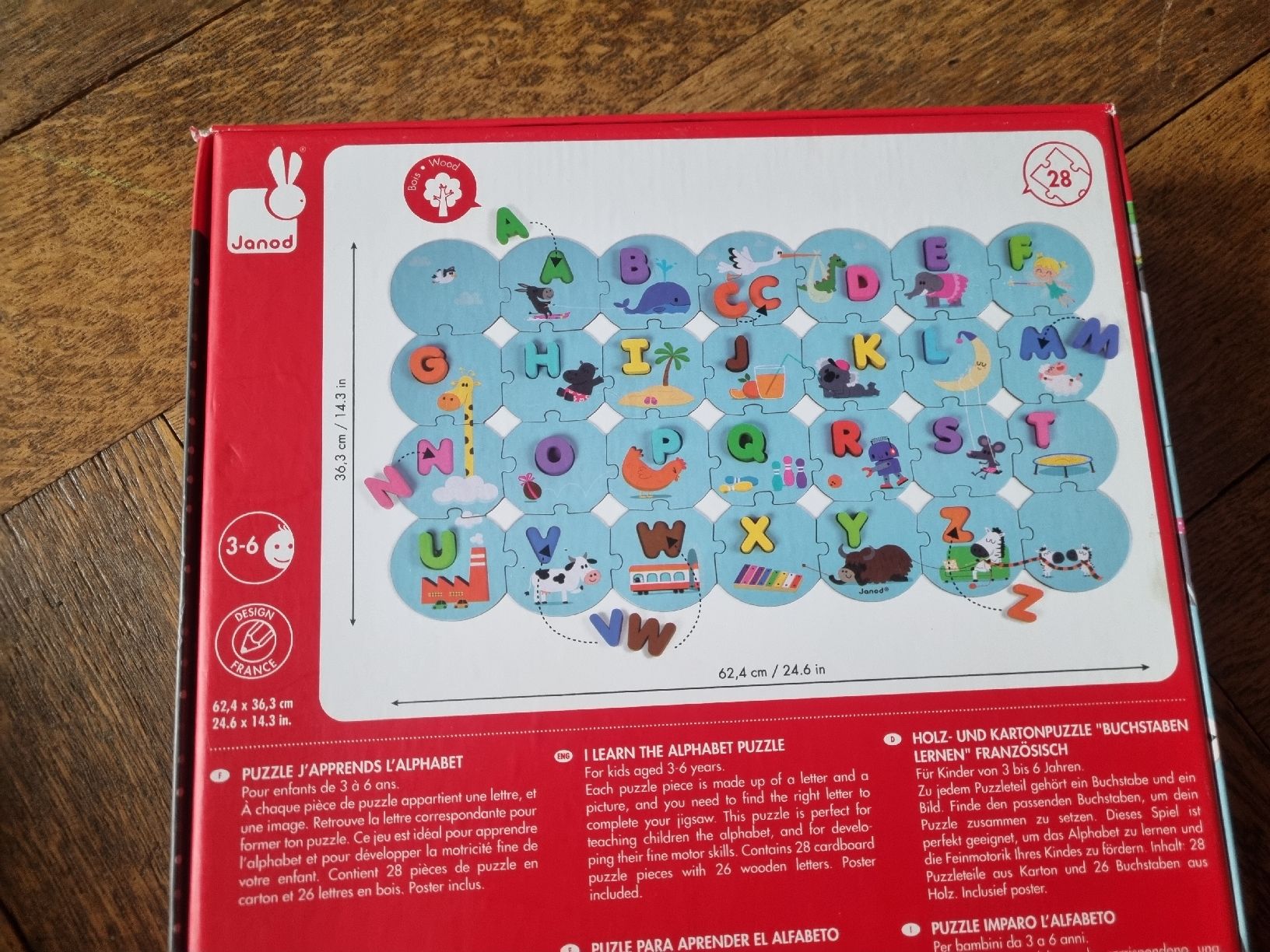 Janod Puzzle: Puzzle alphabet Janod complet, 28 pièces, dès 3 ans. – Usato da Fribourg venduto da jarmilka 2