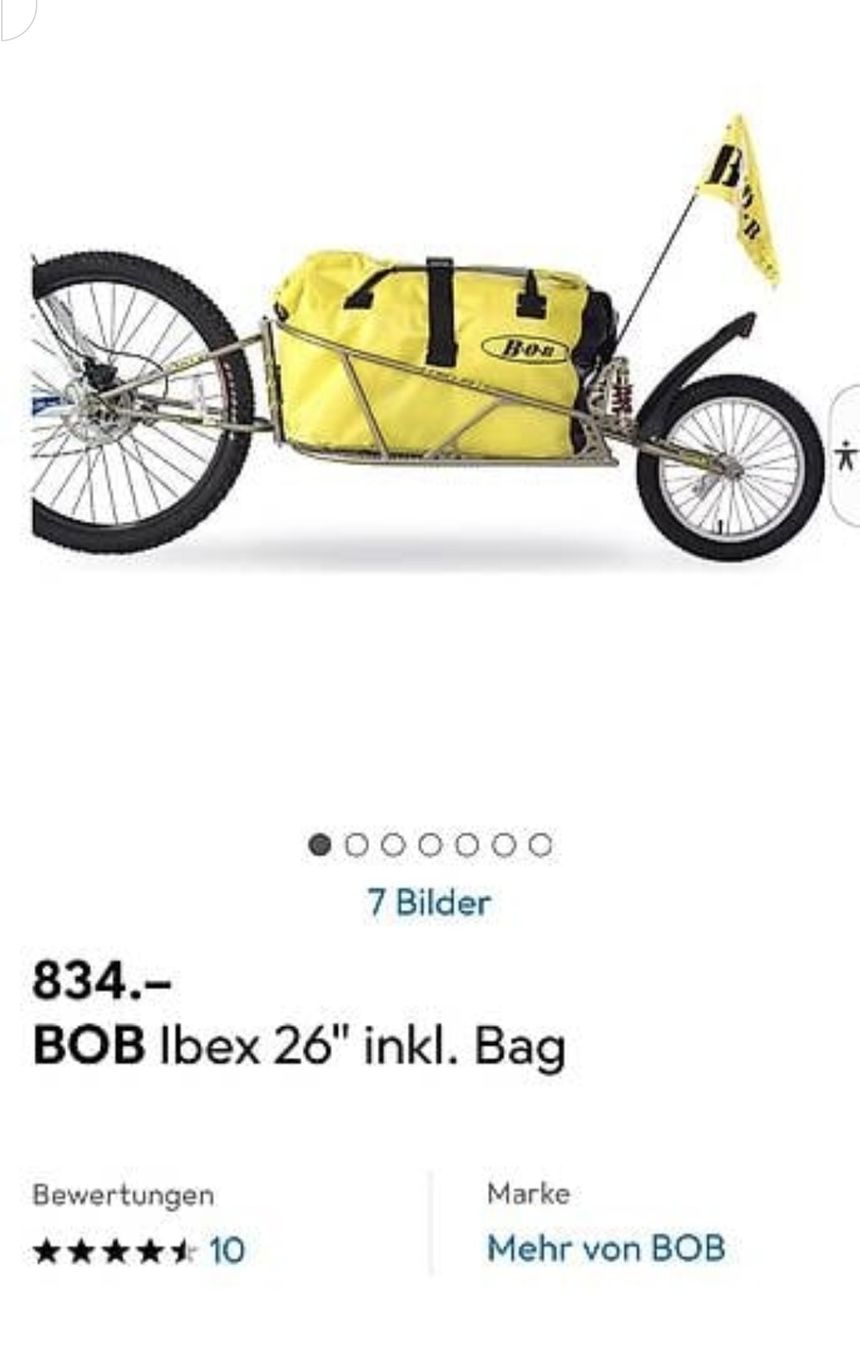 Anhänger: Velo-Anhänger Bob Ibex – Gebraucht aus Dietikon von Wutho